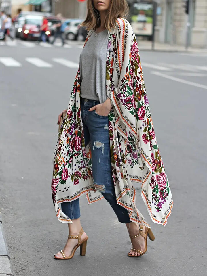 White Floral Coverup